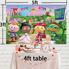 Super Why Personalised Custom Party Supplies Birthday Backdrop Vinyl 5x3ft