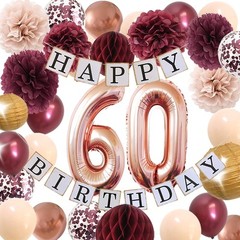 60th birthday decorations women – Rose gold 60 birthday party supplies for Ha…