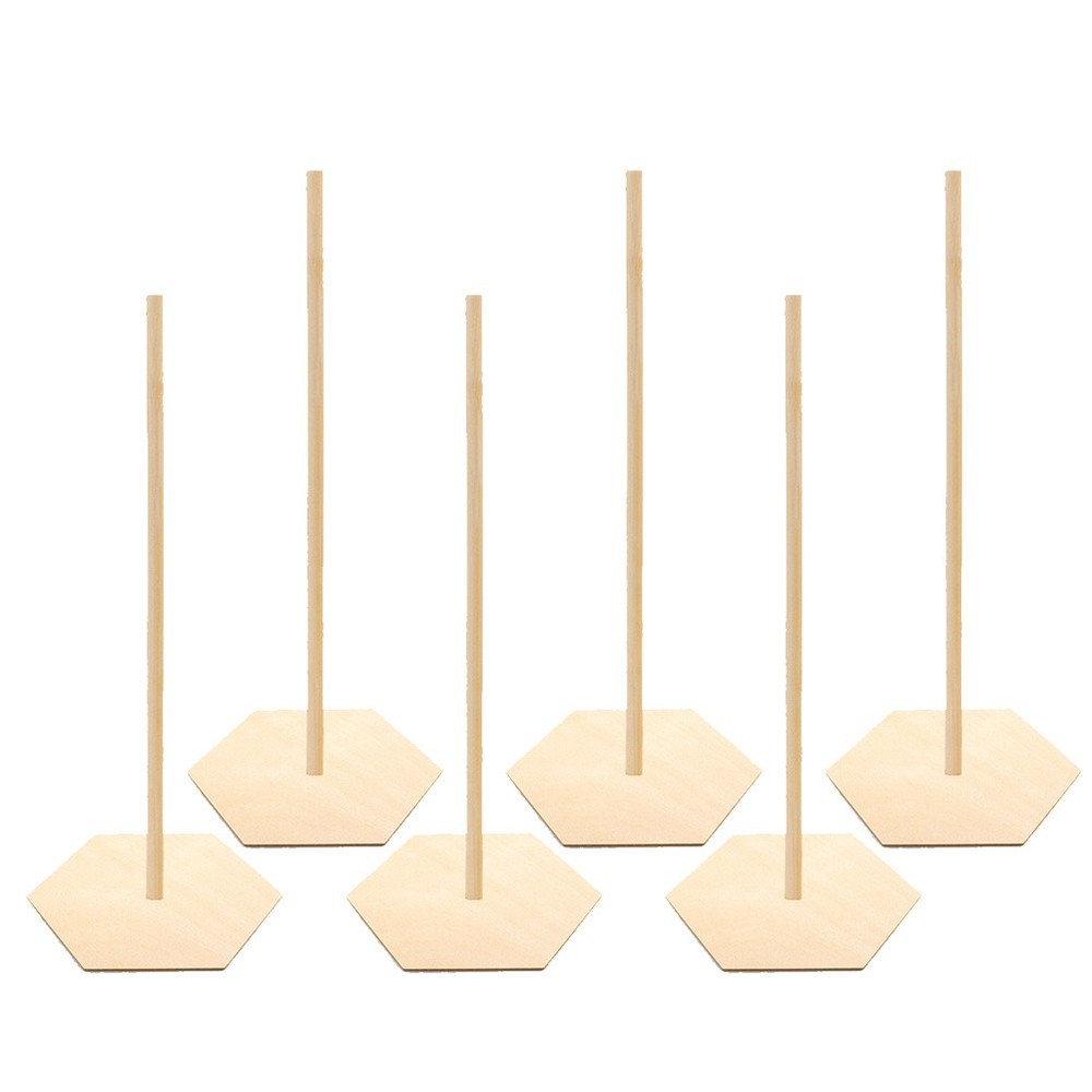 6Pcs Wood Donut Display Stand Khaki Color for Wedding Bridal Shower Decor