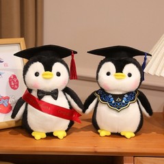 Graduation Penguin Plush Toy Stuffed Animal with Cap and Sash for Grad Gift