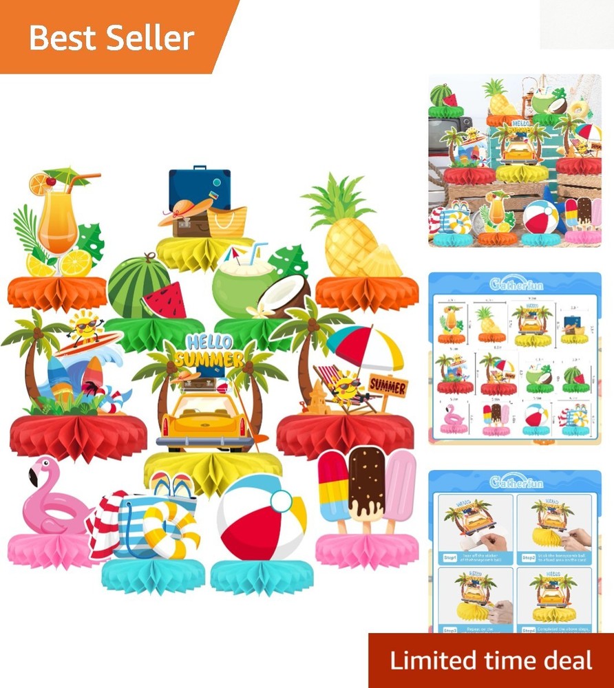 Versatile Beach Themed Party Set: Fun Honeycomb Centerpieces for All Occasions