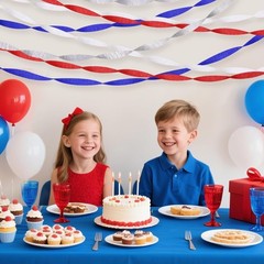 8 Rolls Patriotic Crepe Paper Streamers 1.8″x82′ each Red,White,Blue,Gray/Silver