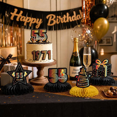 Vintage 55Th Birthday Decorations – 9 Pcs Retro Sunset Party Paper Table Honeyco