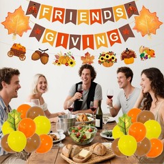 60Pcs Friendsgiving Decorations Banner Balloons for Friendsgiving Fall Home T…
