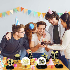 8 Pieces 30Th Birthday Decorations Honeycomb Centerpieces, Cheers to 30 Years Ho