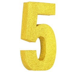 Number 5 7.9″ Glitter Number Birthday Decor, Gold(4.3″ L)
