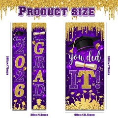 Graduation Decorations Class of 2026 Purple and Gold Congrats Grad Banner and Yo
