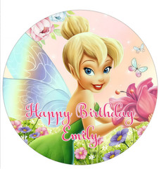 Round Tinkerbell Flower Fairy Tinker Backdrop Party Photo Birthday Background