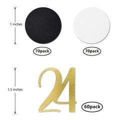 200 PCS Gold Glitter Number 24 Confetti 24th Birthday Party Table Supplies