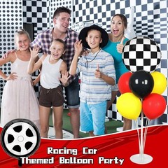 Race Car Party Balloon Stand Kit – 2 Sets with 14 Balloons for Celebrations