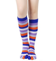 Benefeet Colorful Rainbow Striped Toe Socks – Girls Womens Cute Long Knee Hi…