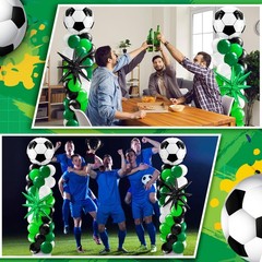 2 Sets Soccer Balloon Column Stand Kit with 4D Soccer, Green Black Star Foil …