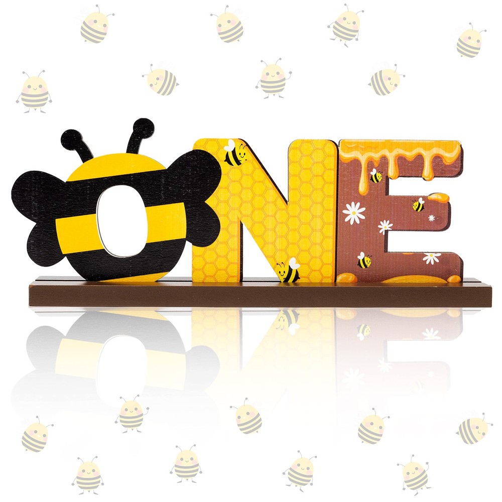 Bumble Bee ONE Letter Sign Wooden Table Centerpieces Sweet Bee Party Decor fo…