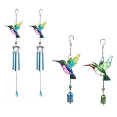 1Pcs Hummingbird Wind Chimes Bells Metal Glass-painted Tube Windchimes Peaceful