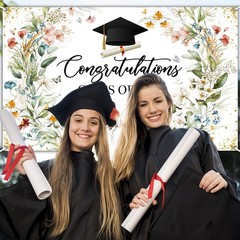 Wildflower Graduation Backdrop Watercolor Floral Class of 2026 Graduation Decora