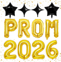 Prom 2026 Balloons Set, 12Pcs Gold Black Prom Decoration with 16 Inch Class of 2