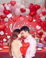 Mocsicka Happy Valentine’s Day Backdrop Banner 70.8×43.3 inch, Red