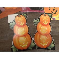 Vtg American Greetings Halloween Decoration Lot Scarecrow Black Cat Honeycomb
