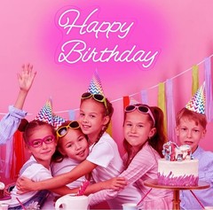 ✨ 20″ Pink «Happy Birthday» LED Neon Sign (Adjustable Brightness)