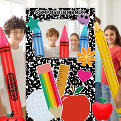 7 Pcs Back to School Photo Booth Props Composition Book Paper Photo Frame Large