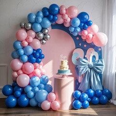Pink and Blue Balloon Set – 50Pcs 12 Inch Pastel Confetti, Royal and Metallic Ba