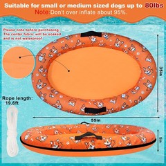 55 x 35 Inch Inflatable Dog Pool Float with Rope, Puppy Raft Floating Mat, Pe…