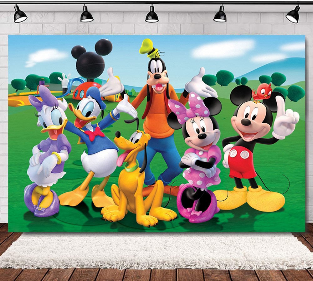 Mickey Mouse and Friends Backdrop Banner Birthday Photo Background Decorations