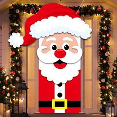 Large Christmas Door Cover Decoration Santa Claus Shaped Door Banner Xmas Doo…