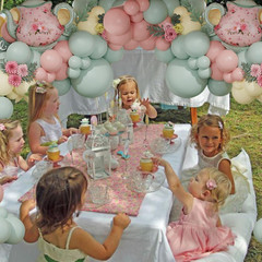 Tea Party Decorations 139Pcs Pastel Tea Party Balloon Arch Garland Kit with Pink