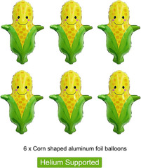 6PCS Corn Balloons Vegetables Corn Foil Mylar Balloons for Baby Shower Corn