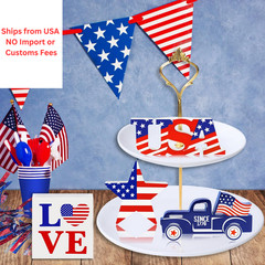 4th of July Decor Patriotic Decorations 6.29×2.48 inches, red, white, blue