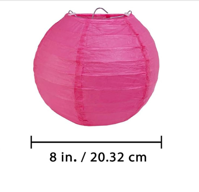 1Pc Chinese Lanterns Pink Paper-Cut 8″ Festival Decor Teens Kids Indoor Outdoor