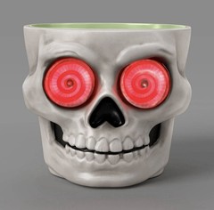 Halloween Light Up Skull Candy Bowl w/ Sound LED Rotating Eyes 8” Decor Presale