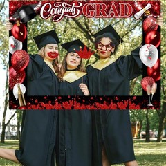 Graduation Photo Booth Props-Red Class of 2026 Party Red