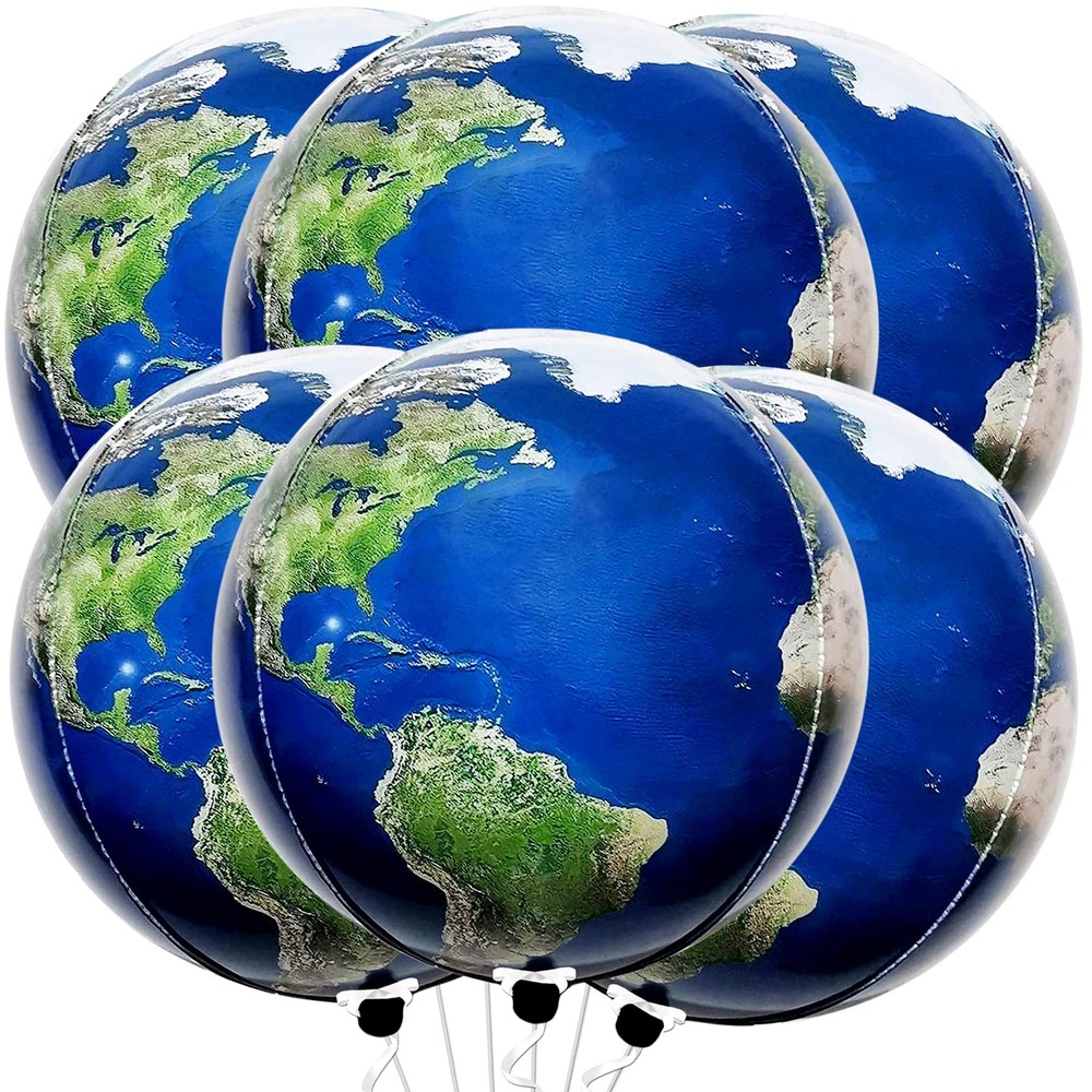 KatchOn 22in Earth Balloons Set 6PCS 4D Globe Planet Party Classroom Decor