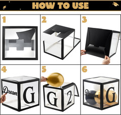 4 Pcs 2026 Graduation Balloon Boxes, Black & Gold Party Decorations with Bles…