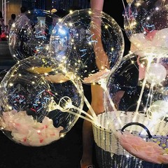 LED Balloons Light Up, 10 Pack LED Balloons with Sticks, 20 Inch Clear Bobo B…