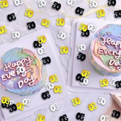 Number 50 Metallic Confetti Gold Black Silver Birthday Anniversary Table Decor
