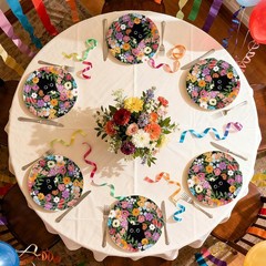 50 Pcs Spring Flower Cat Party Decorations 10″ Floral Cat Paper Plates