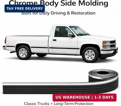 Chrome Body Side Molding Replacement Automotive Trim Kit : 2.5″ Tape-On Molding