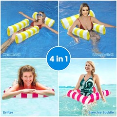 2 Pack Inflatable Pool Floats 4in1 Pool Hammock with Bottom Mesh 3 Tubes Infl…