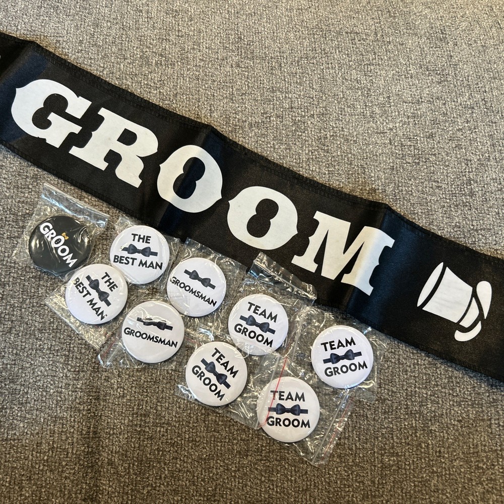 10 Pcs Bachelor Party Button Pins & Groom Sash