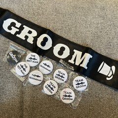 10 Pcs Bachelor Party Button Pins & Groom Sash