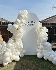 White Double Stuffed Balloons 115Pcs – 5/10/12/18″ Arch Garland Kit for Party De