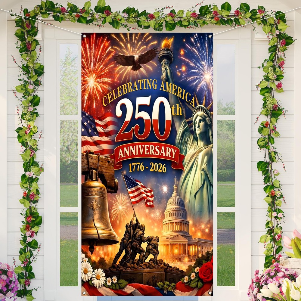 American 250th Anniversary Door Cover Banner 4th of July Patriotic Decor