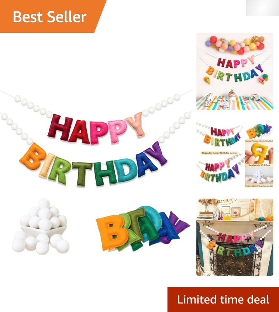 Wool Felt Rainbow Birthday Garland – Perfect for Memorable Celebrations