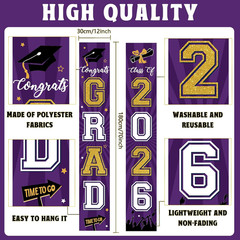 Graduation Banner 2026 Graduation Decorations Purple and Gold Grad Banner Porch