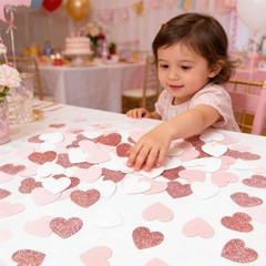 200 PCS Rose Gold Pink White Heart Confetti Paper Valentine’s Day Engagement