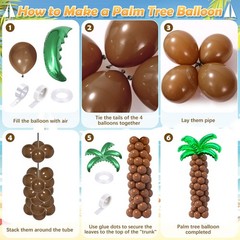 178Pcs Tropical Luau Balloons Arch Garland Kit Hawaiian Party Decorations wit…