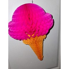Vintage 1996 Beistle Honeycomb Ice Cream Cone Decorations Chocolate & Strawberry